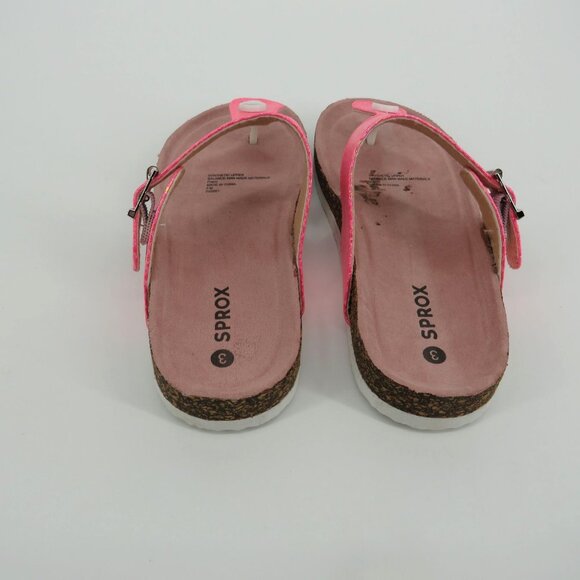 Sprox Kids Pink Shiny Snake Print Sandals Buckle Strap Cork Footbed Size 3 NIB - Picture 3 of 6